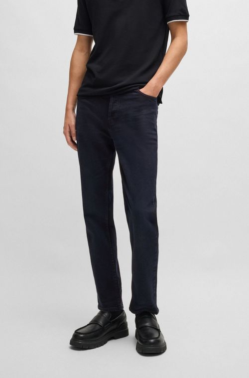 Jeans De Corte Afunilado Em Denim Stretch Azul-Preto