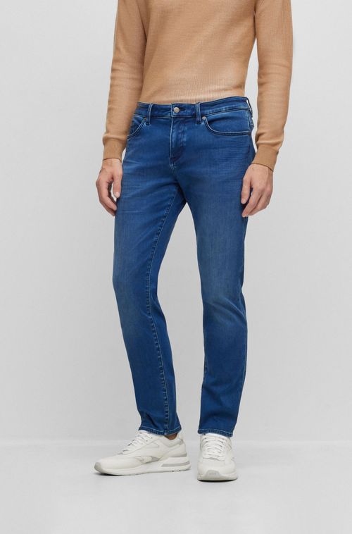 Calça Jeans De Corte Slim Em Denim Azul Stretch