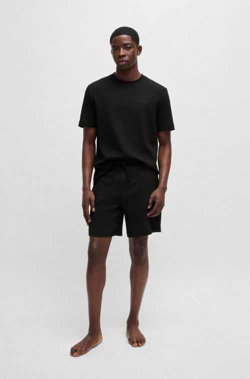 Shorts De Pijama Estruturados Em Waffle Com Logo Bordado
