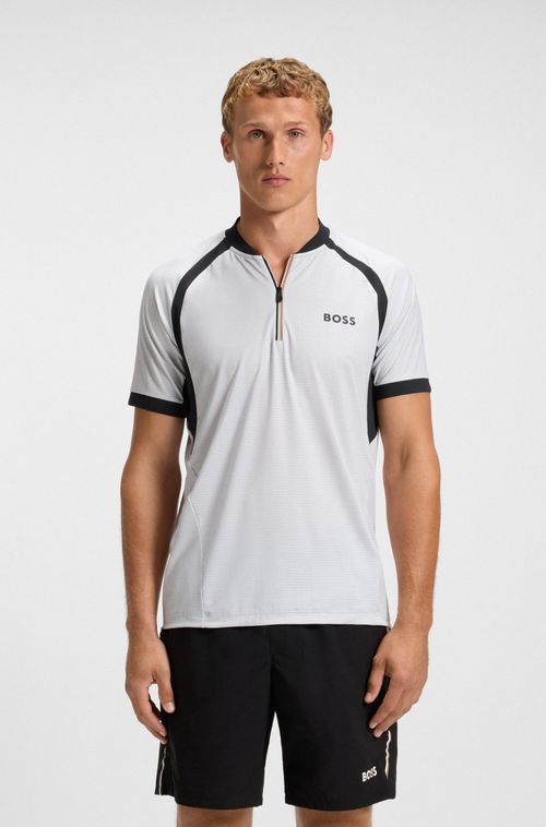 Polo De Ajuste Slim Em Malha Com Fecho De Correr