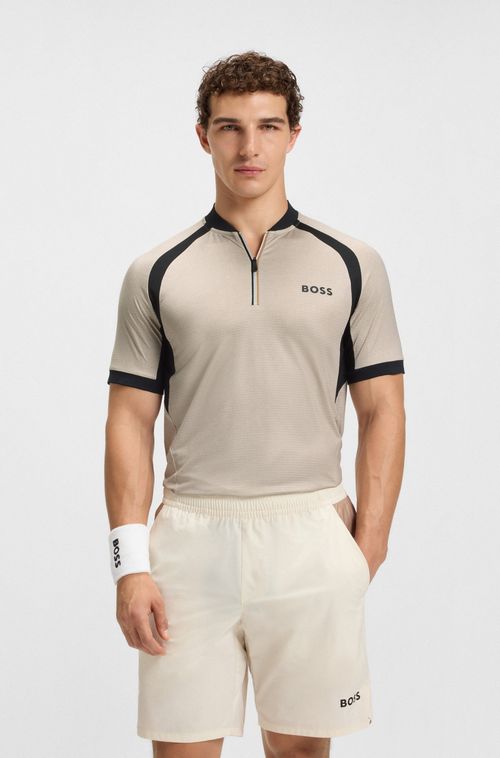 Polo De Ajuste Slim Em Malha Com Fecho De Correr