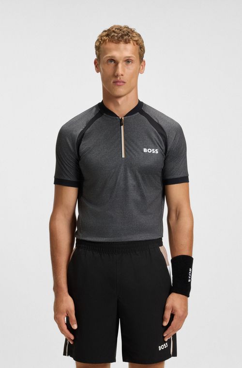 Polo De Ajuste Slim Em Malha Com Fecho De Correr