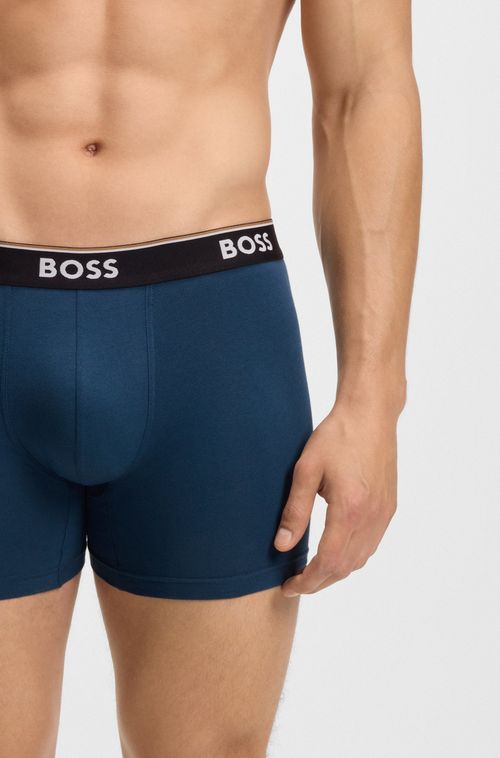 Pack De Três Cuecas Em Algodão Elástico Com Logos