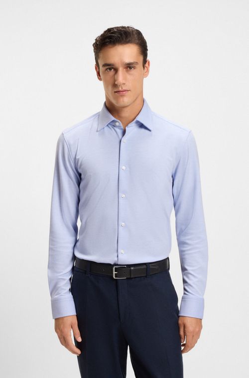 Camisa De Ajuste Slim Em Algodão