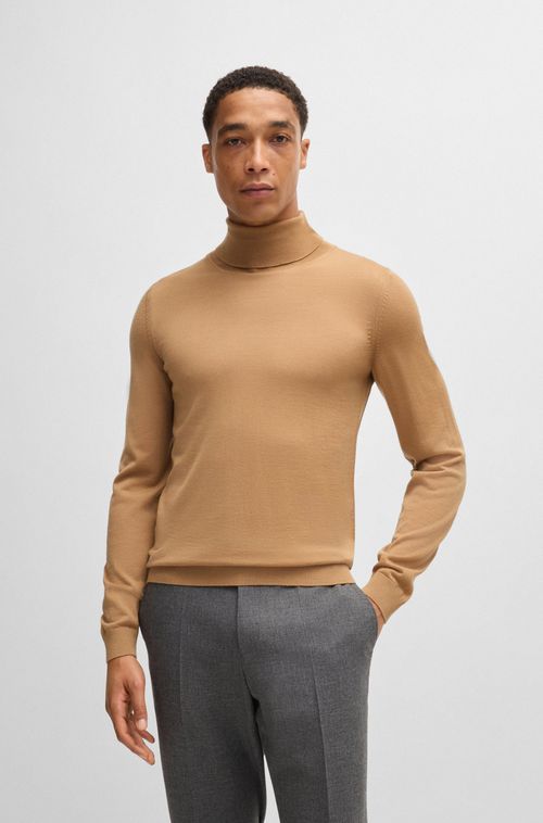 Sueter De Gola Alta Slim Fit Em Lã Virgem
