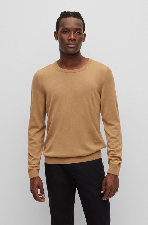 Suéter Slim-Fit Em Lã Virgem Bege