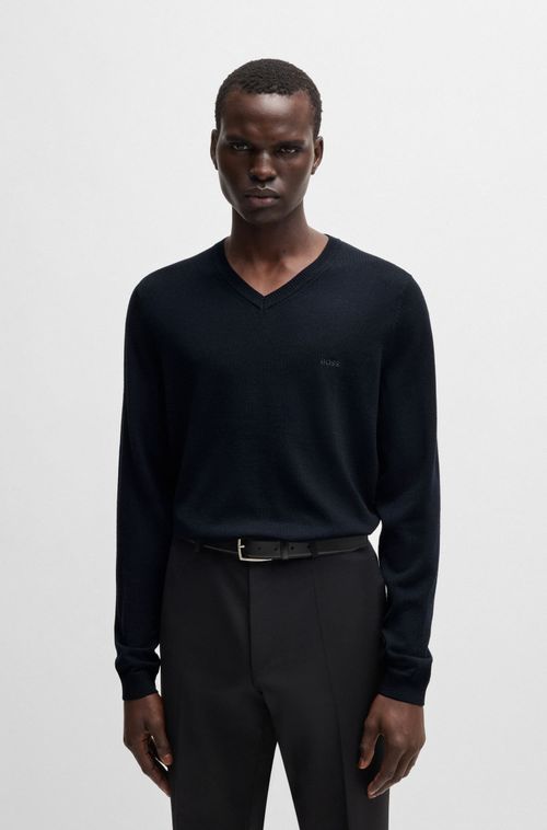 Suéter V-Neck Regular-Fit Em Lã Merino Extra Fina