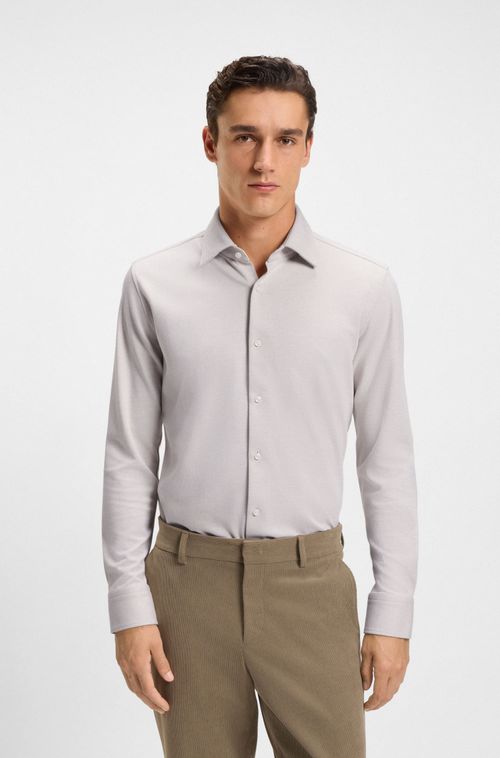 Camisa De Ajuste Slim Em Algodão