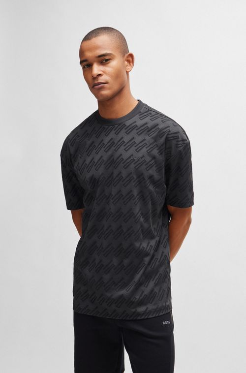 Camiseta de ajuste descontraído com jacquard de monograma integral