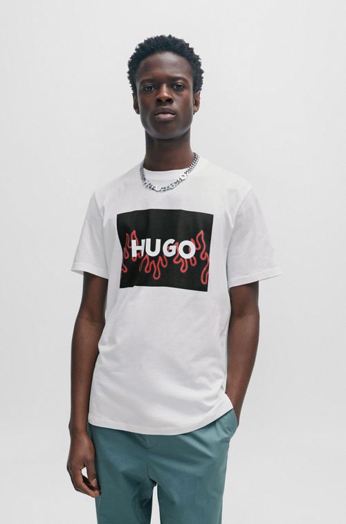 Camiseta De Algodão Com Logo De Chama