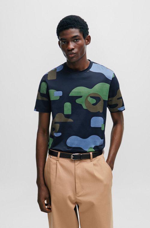 Camiseta Em Algodão Mercerizado Com Padrão Sazonal