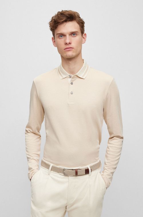 Polo Branca De Manga Comprida Slim Fit