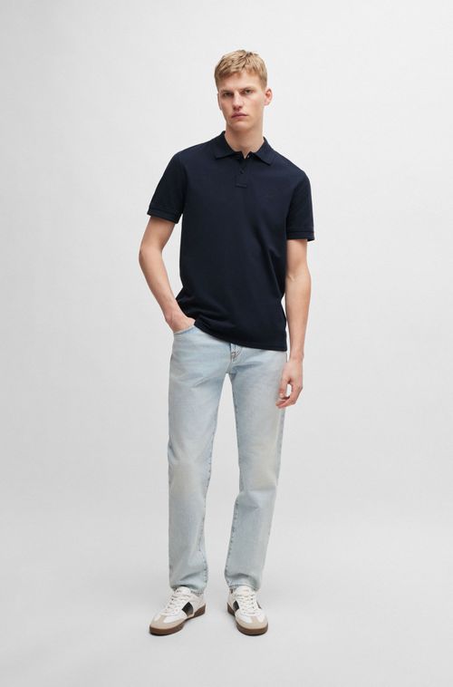 Polo de algodão piqué com estampa de logo