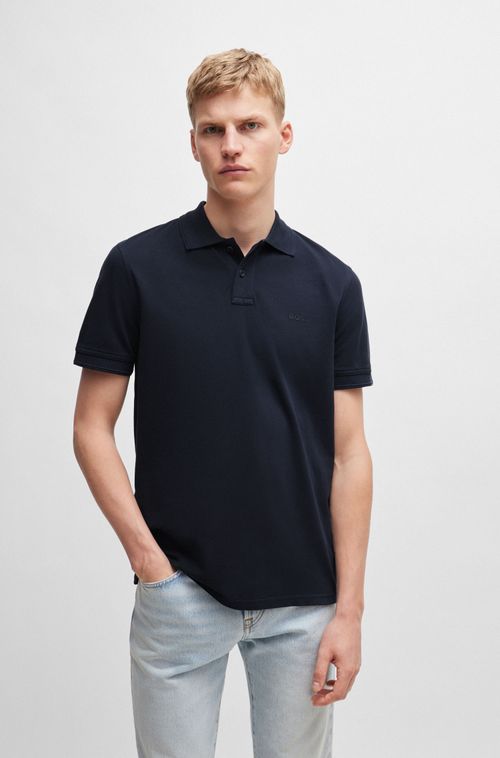 Polo de algodão piqué com estampa de logo