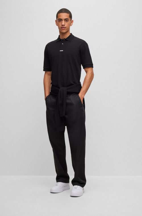 Polo Em Piqué De Algodão Com Logo Preto
