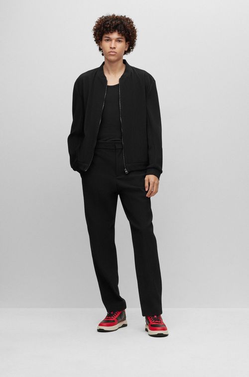 Jaqueta Slim Fit Em Tecido Elástico Com Efeito Plissado
