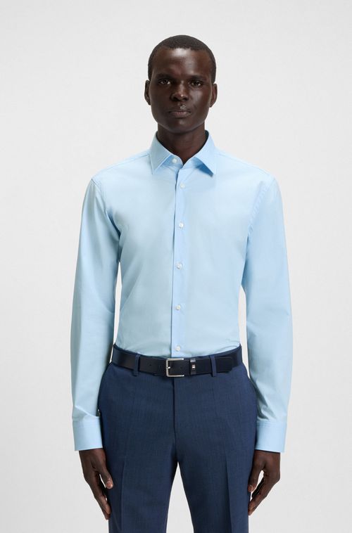 Camisa Regular Fit Em Popeline De Algodão Stretch Easy Iron