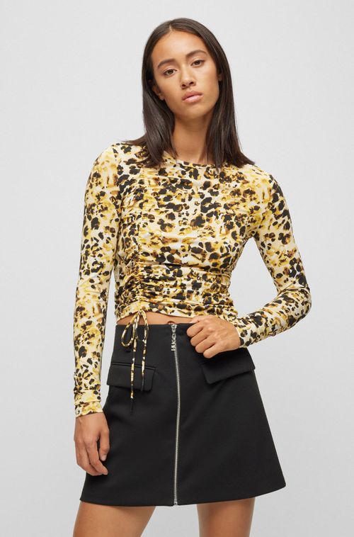 Blusa De Manga Comprida Em Jersey Estampada