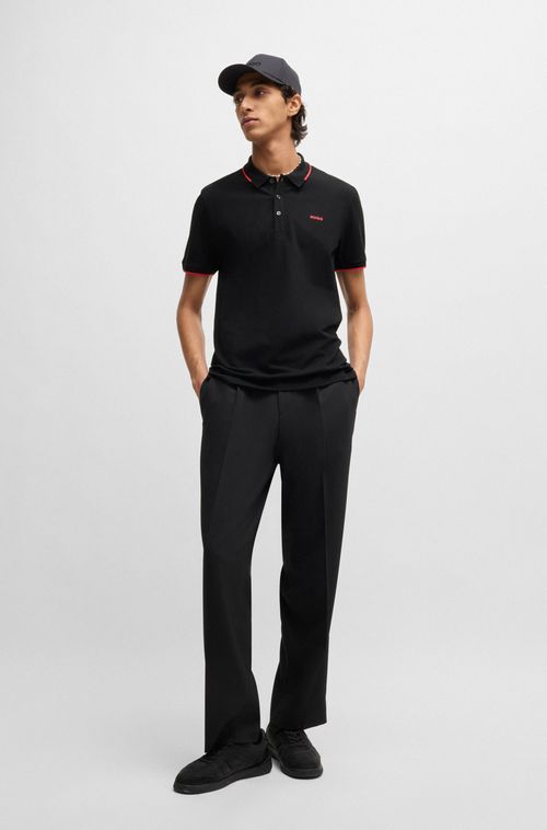Camisa Polo Slim Fit Em Algodão Stretch Com Logo Bordado