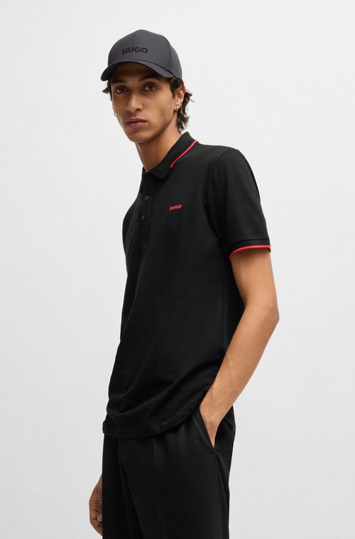 Camisa Polo Slim Fit Em Algodão Stretch Com Logo Bordado