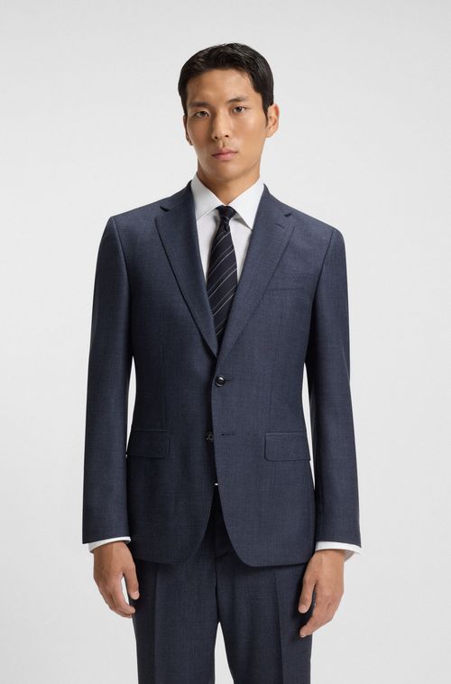 Blazer Slim-Fit Em Lã Virgem Com Micropadrão