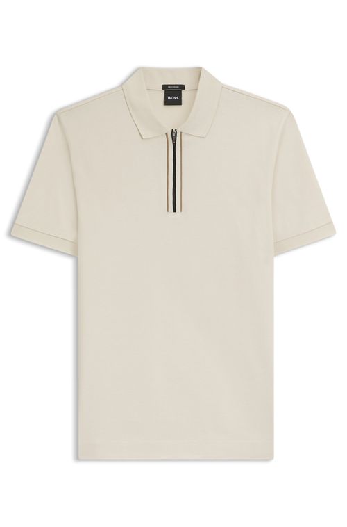 Polo De Algodão Mercerizado Com Fecho De Correr