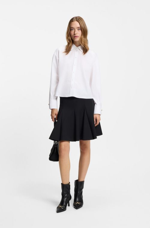 Blusa De Ajuste Regular Em Popelina De Algodão