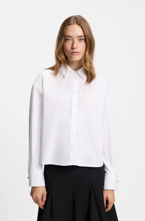 Blusa De Ajuste Regular Em Popelina De Algodão
