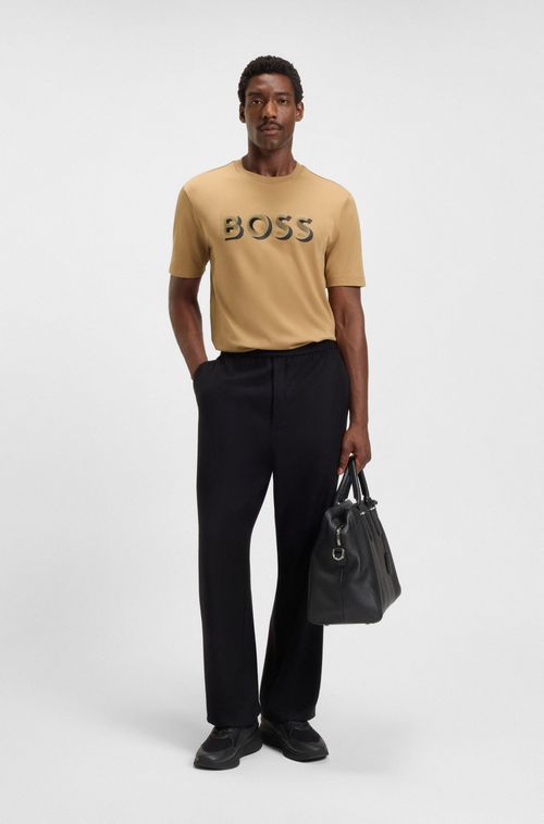 Camiseta De Algodão Mercerizado Com Logo