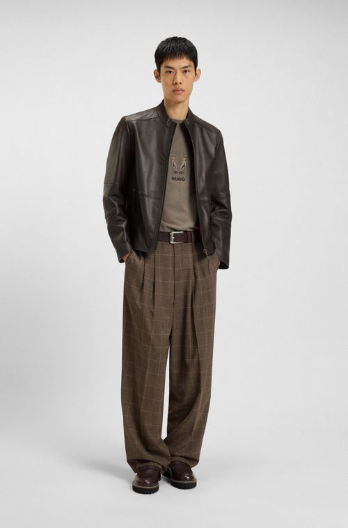 Jaqueta De Couro Com Modelagem Slim