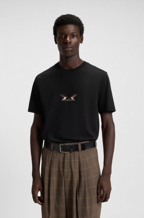 Camiseta Em Jersey De Algodão Com Logo Bordado