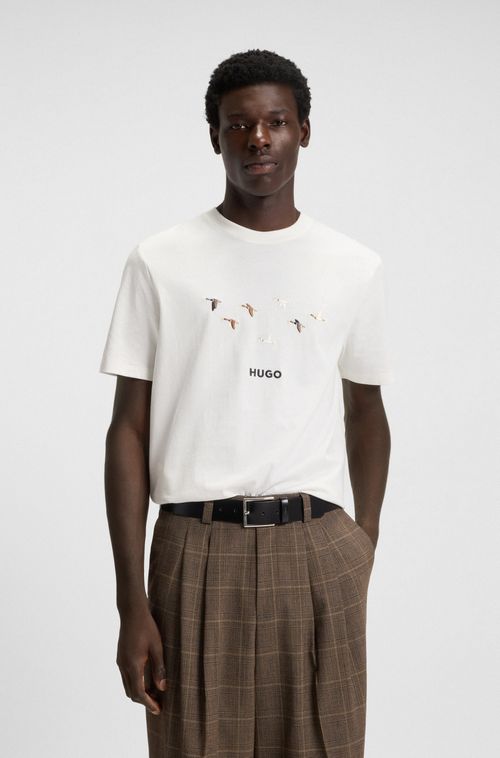 Camiseta Em Jersey De Algodão Com Logo Bordado