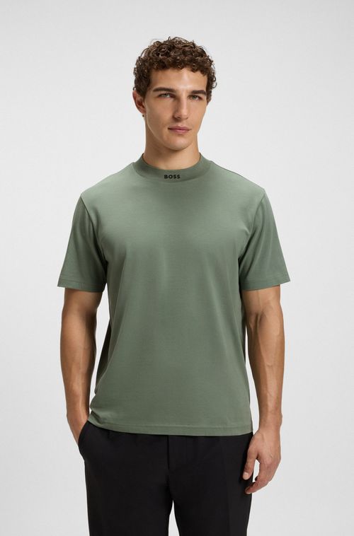 Camiseta De Ajuste Descontraído Em Algodão Elástico