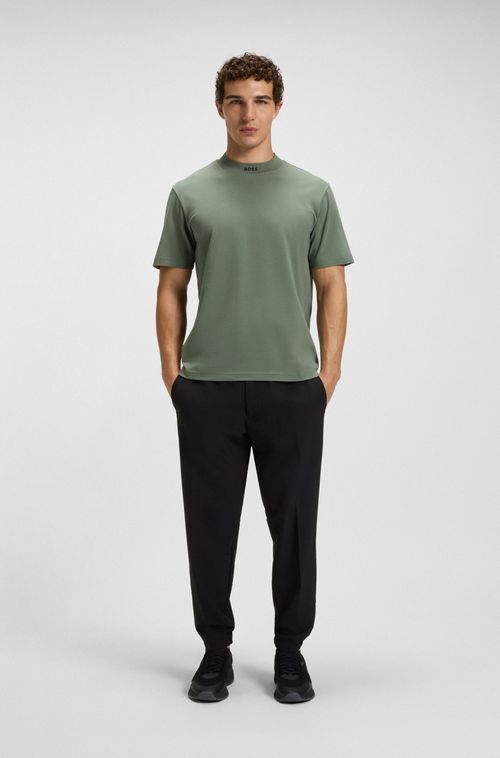 Camiseta De Ajuste Descontraído Em Algodão Elástico