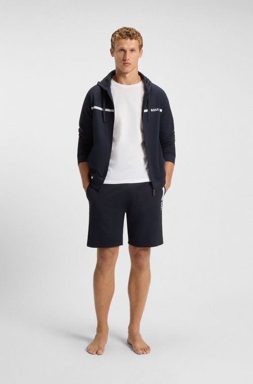Shorts De Algodão Felpudo Com Estampa De Logo