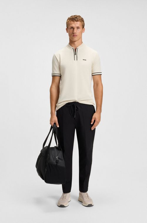 Polo De Malha Com Fecho Em Algodão Piqué Elástico