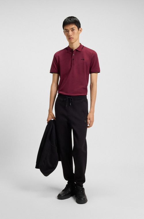 Polo De Ajuste Slim De Algodão Elástico Com Logo Estampado