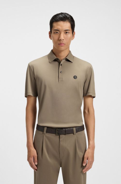 Polo De Algodão Mercerizado Com Monograma Duplo