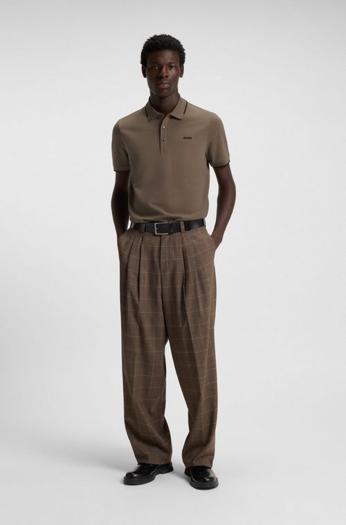 Polo De Ajuste Slim De Algodão Elástico Com Logo Estampado