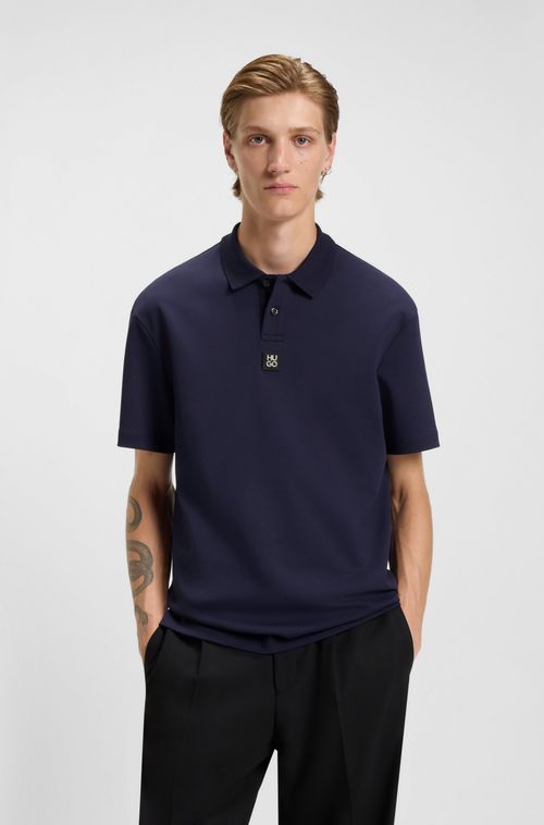 Polo De Algodão Entrelaçado Com Logo Sobreposto