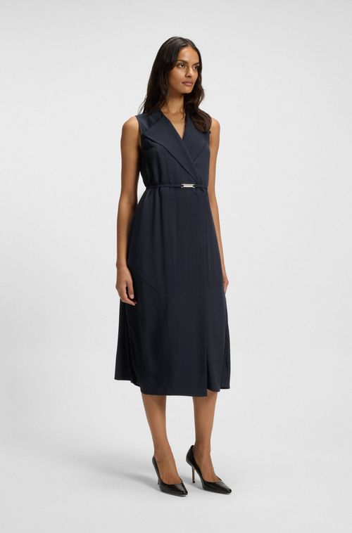 Vestido Às Riscas Com Botões Na Lateral