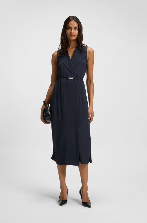 Vestido Às Riscas Com Botões Na Lateral