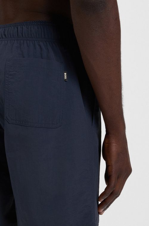 Shorts De Praia Em Material Reciclado Com Logo Bordado