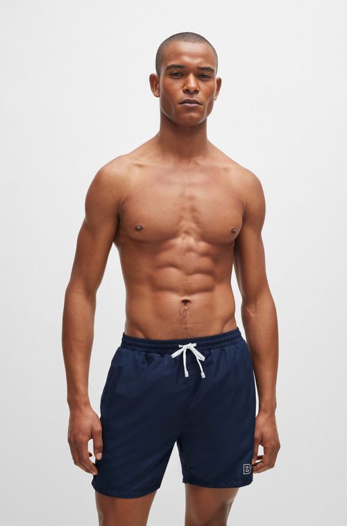 Shorts De Praia Com Logotipo Em Tecido De Secagem Rápida