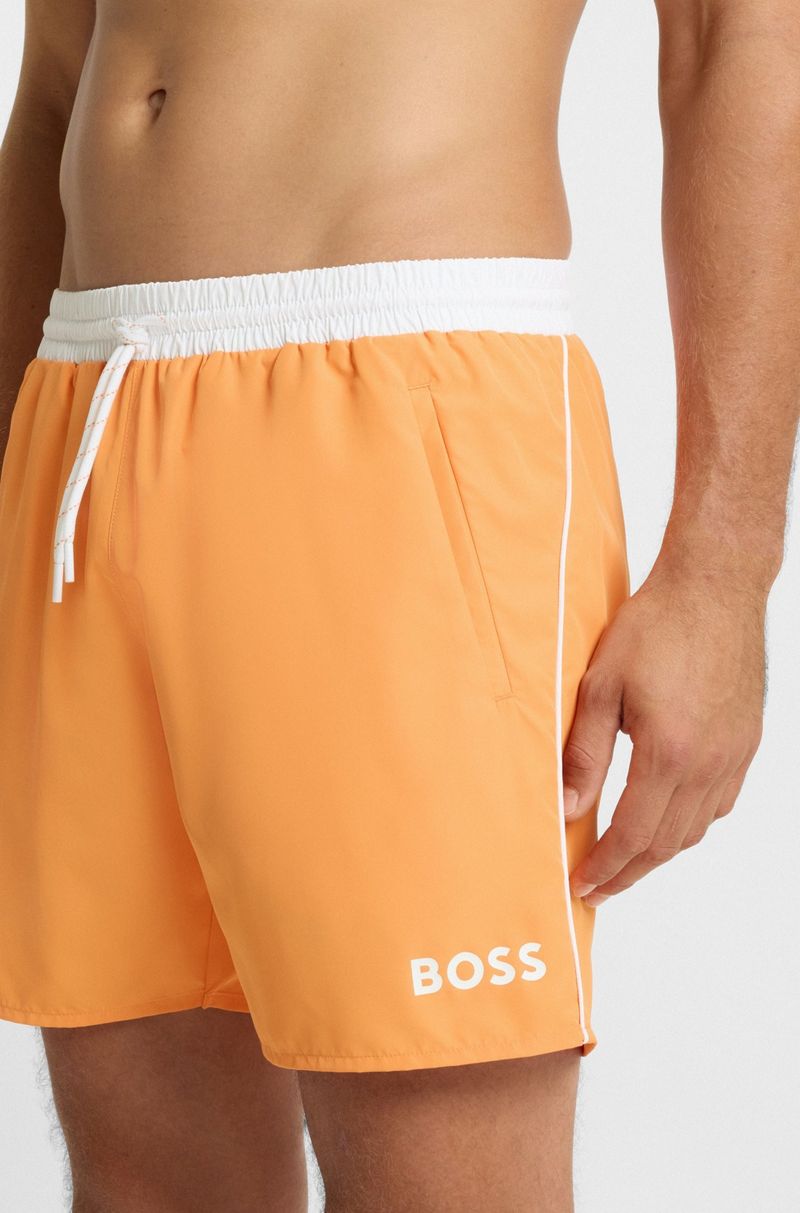 Shorts De Banho Com Logo Contrastante