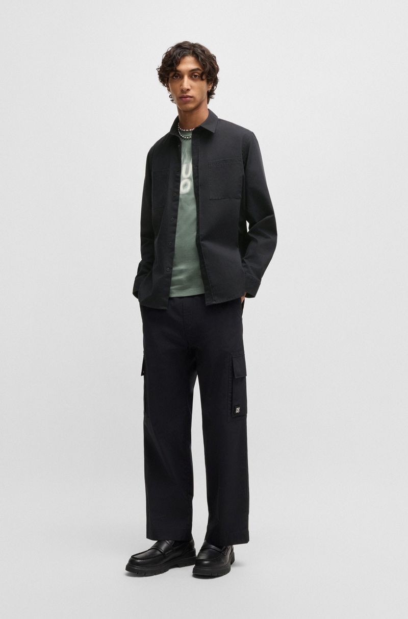 Camisa De Ajuste Descontraído Em Sarja Suave