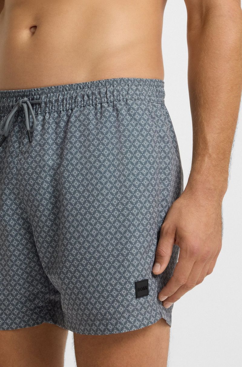 Shorts De Banho Com Fio Na Cintura E Estampado Integral