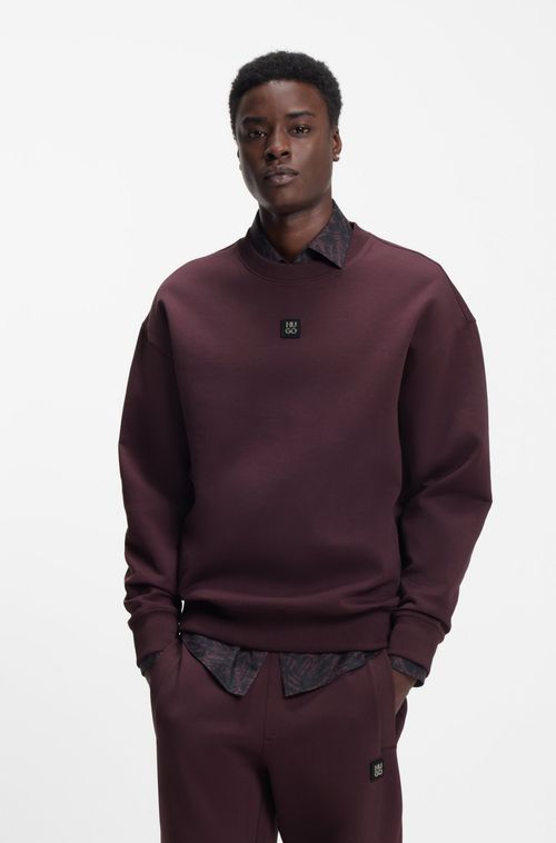 Moletom De Algodão Com Emblema De Logo Sobreposto