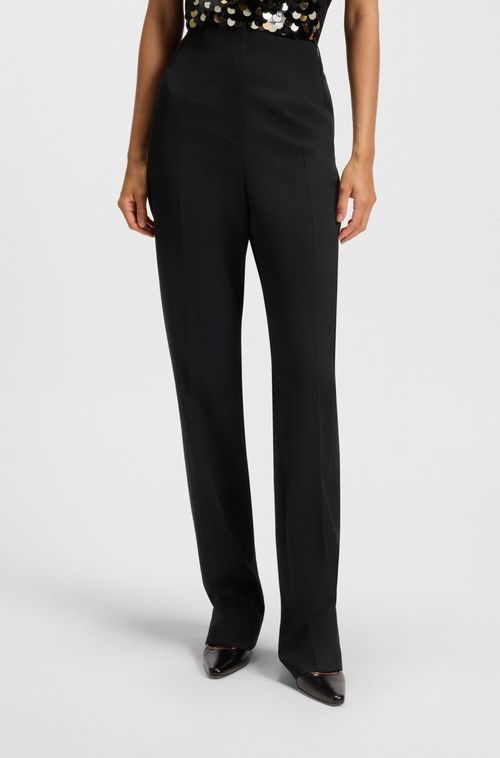 Calças De Smoking De Ajuste Regular Em Sarja De Lã Virgem