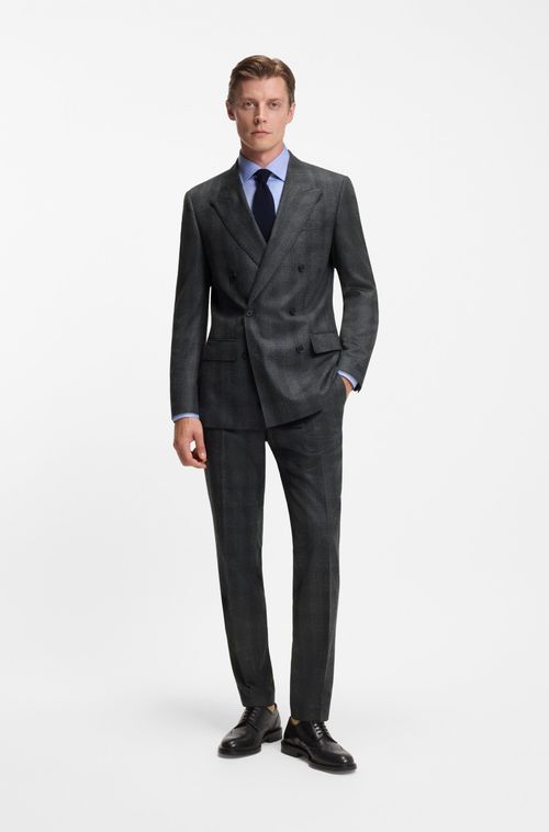 Casaco De Terno De Ajuste Slim Beckham X Boss Em Lã Xadrez